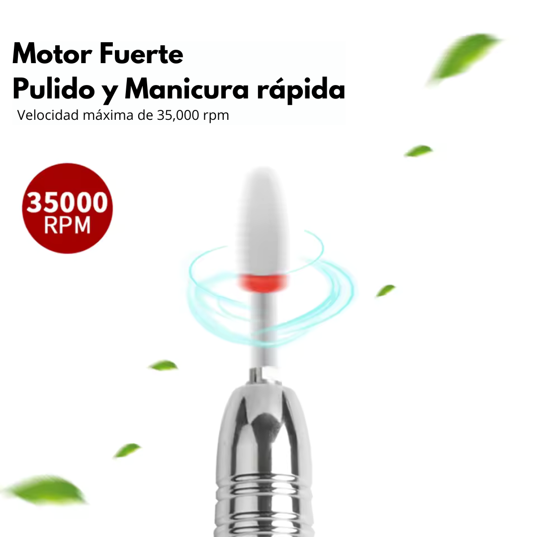 Taladro de Uñas Profesional 35000RPM, Lima de uñas Recargable Portátil