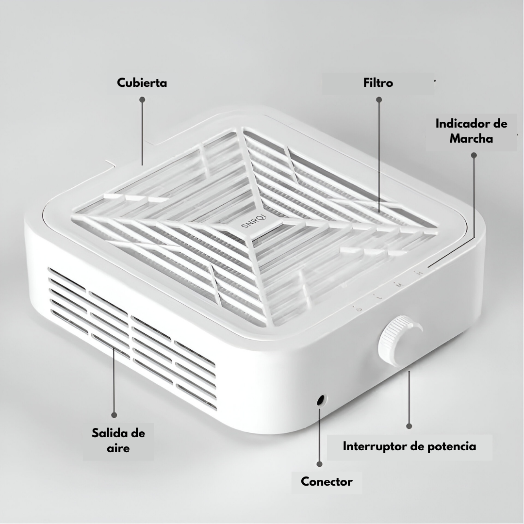 Colector de polvo de uñas, Recargable con Filtro Reutilizable